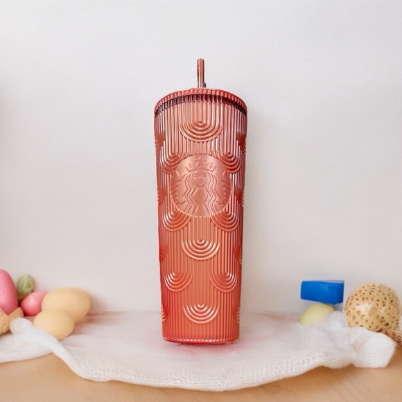 Starbucks 2023 Fall Shimmer Pink Mermaid Cold Cup Tumbler 24oz Venti - Picture 15 of 15